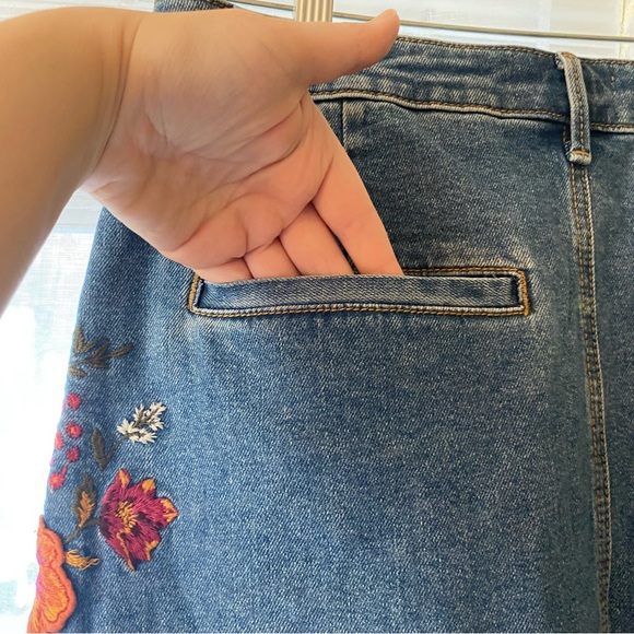 Free People | Floral Embroidered Denim Skirt - Picture 9 of 9
